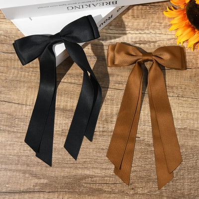 2Pcs Ribbon Tassel Bow Hair Clips for Women Elegant Satin Long Tassel Hairpins Barrettes Girls Fashion Hair Accessories Gift