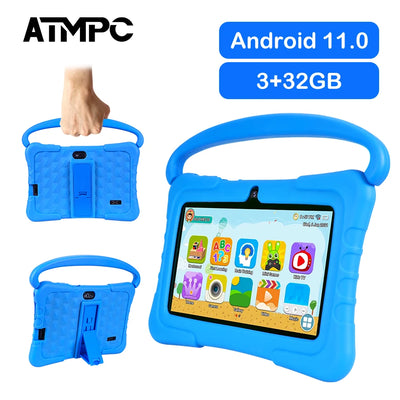 ATMPC Kids Tablet PC with iWawa Android 11 7 inch Tablet 3GB RAM+32GB ROM 2.4G WIFI Bluetooth 4.2 , Children's learning tablet