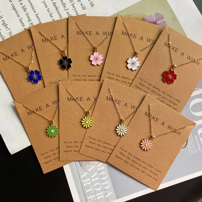Korean Fashion Flower Pendant Necklace for Girl Women White Yellow Color Trendy Choker Necklace Gift for Summer Wholesale