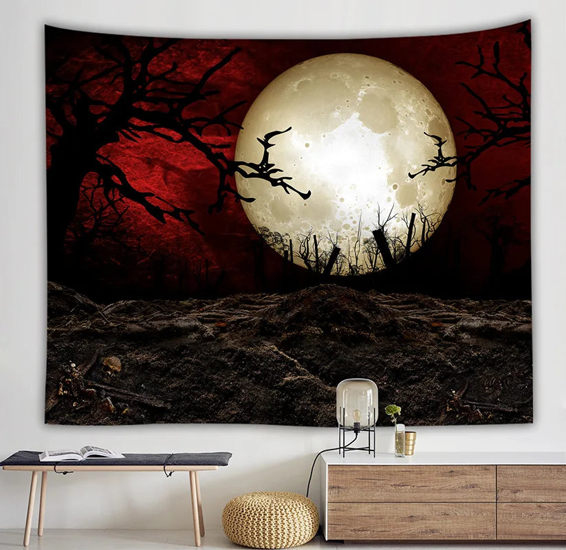 Starry sky moon night scene tapestry room art decoration background cloth home living room decoration wall hanging beach towel