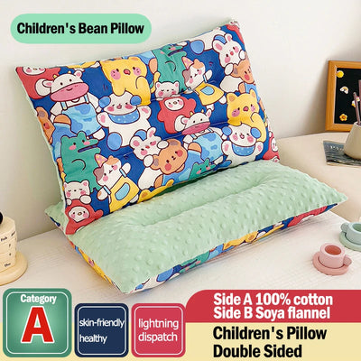 CARTOON COTTON BABY PILLOW WITH MEMORY FOAM SUPPORT – RECTANGULAR DOUDOU VELVET SLEEPING CUSHION FOR NEWBORN AND TODDLERS