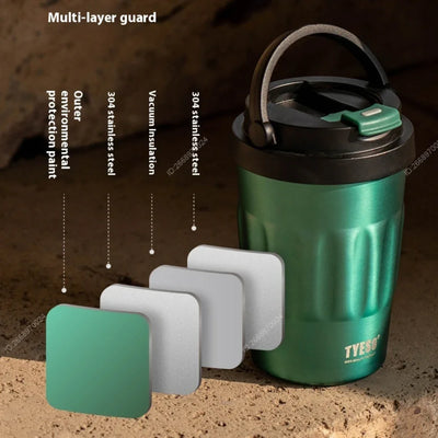Tyeso Vintage Coffee Mug Portable 304 Stainless Steel Insulated Travel Cup Convenient Handheld Thermos for On-the-Go Use