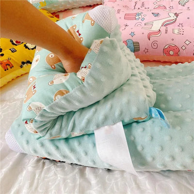 CARTOON COTTON BABY PILLOW WITH MEMORY FOAM SUPPORT – RECTANGULAR DOUDOU VELVET SLEEPING CUSHION FOR NEWBORN AND TODDLERS