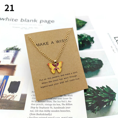 Fashion Butterfly Pendant Necklaces for Women Sweet Simple Multicolor Insect Clavicle Chain Necklace Party Jewelry Accessories