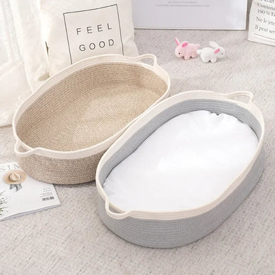 NEWBORN COTTON ROPE BABY MOSES BASKET – PORTABLE SLEEPING BASSINET & DIAPER CHANGING BASKET FOR INFANTS