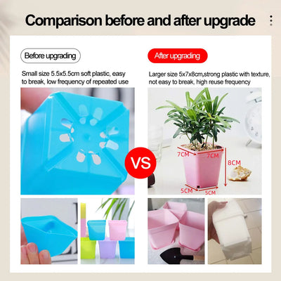 10PC Colorful Multi Square Nursery Flower Pot Plastic Nursery Pot Plant Seeds Nursery Box Transplant Flower Tray For Home Garden