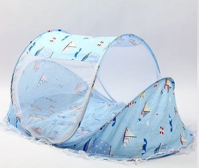BABY MOSQUITO NETTING FOLDING CRIB BEDDING WITH MATTRESS & PILLOW, TRAVEL BED SUPPLIES FOR BABY (0-3 YEARS OLD)