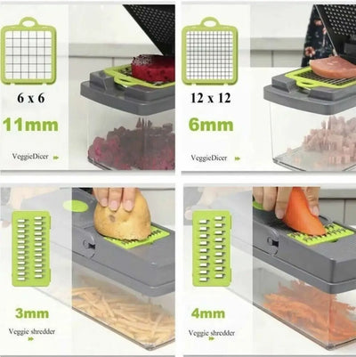 14-in-1 Fruit and Vegetable Slicer, Cutter, Dicer, and Chopper: All-in-One Kitchen Tool for Perfectly Sliced Onions and Veggies