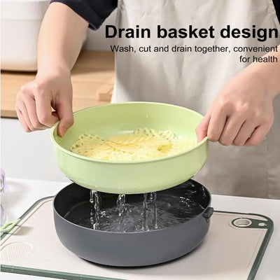 Stainless Steel Kitchen Gadget Multi-purpose Vegetable Chopper with Stainless Steel Blades Draining Container 14-in-1 for Fruits