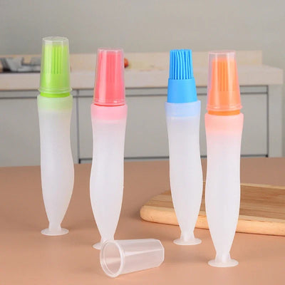 1 Pcs Portable Silicone Oil Bottle with Brush Grill Oil Brushes Liquid Oil Pastry Kitchen Baking BBQ Tool Kitchen Tools for BBQ
