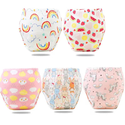 5PC Baby Diaper Potty Training Pants Waterproof Washable Cotton Cleanliness Learning Panties Breathable Cloth