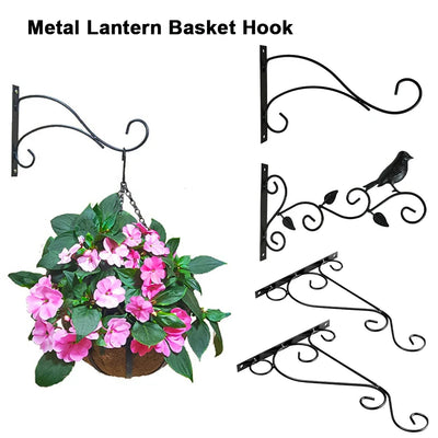 Hanging Bracket Hooks Hanger Wall Bird Flower Pot Basket Planter Lantern Metal Feeder Chime Wind Mount Hook Garden Decor