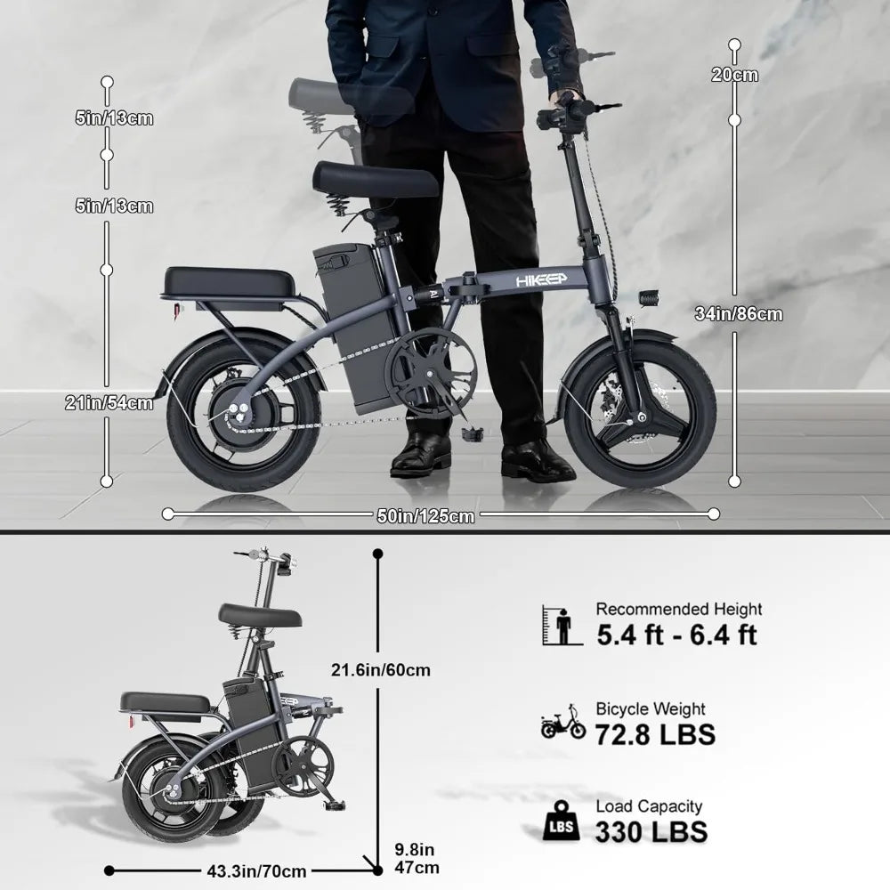 FOLDING ELECTRIC BIKE FOR ADULTS – 14” TIRE, 400W (PEAK 600W) MOTOR, 22MPH, MULTI-SHOCK ABSORPTION, ADJUSTABLE DESIGN