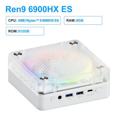 Genmachine New R9 6900HX ES Mini PC Windows 11 Ryzen WiFi 6 Gaming PC Supprot DDR5 4800MHz Ram Display Diy Gaming Computer
