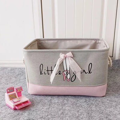 Pink Storage Basket for Girls Toys Cartoon Sundries Basket Clothes Storage Bin Collapsible Laundry Hamper for Home Organizer