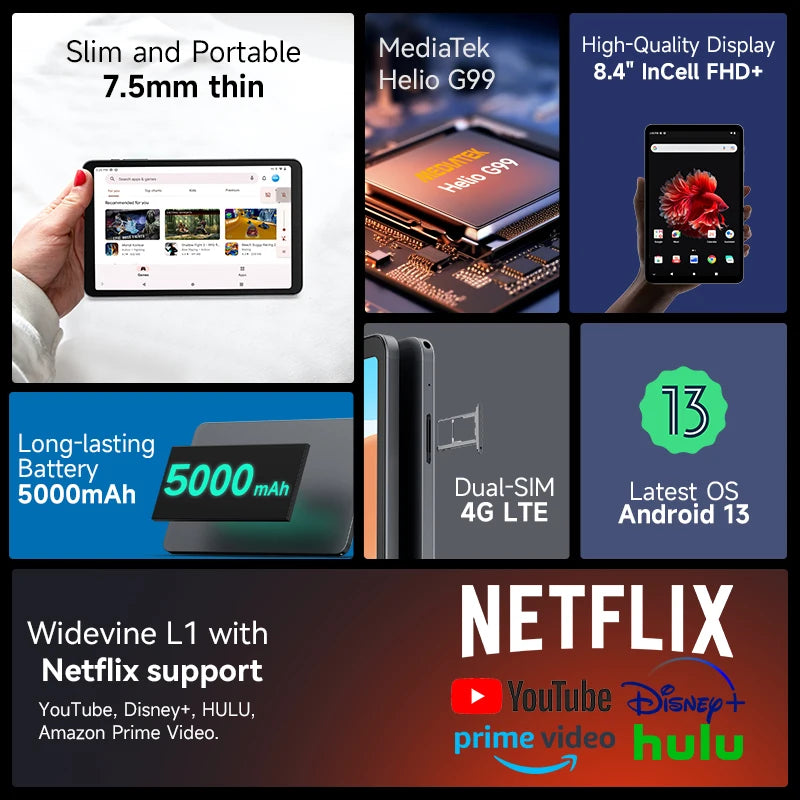 Alldocube iPlay50 Mini PRO Tablet Netflix L1 8.4inch Android13 Helio G99 8GB RAM 128/256GB ROM Dual SIM Card iPlay50 Mini PRO