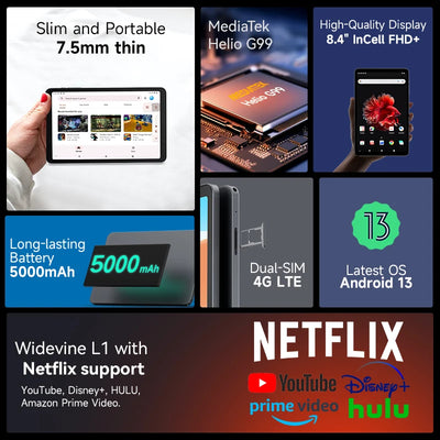 Alldocube iPlay50 Mini PRO Tablet Netflix L1 8.4inch Android13 Helio G99 8GB RAM 128/256GB ROM Dual SIM Card iPlay50 Mini PRO