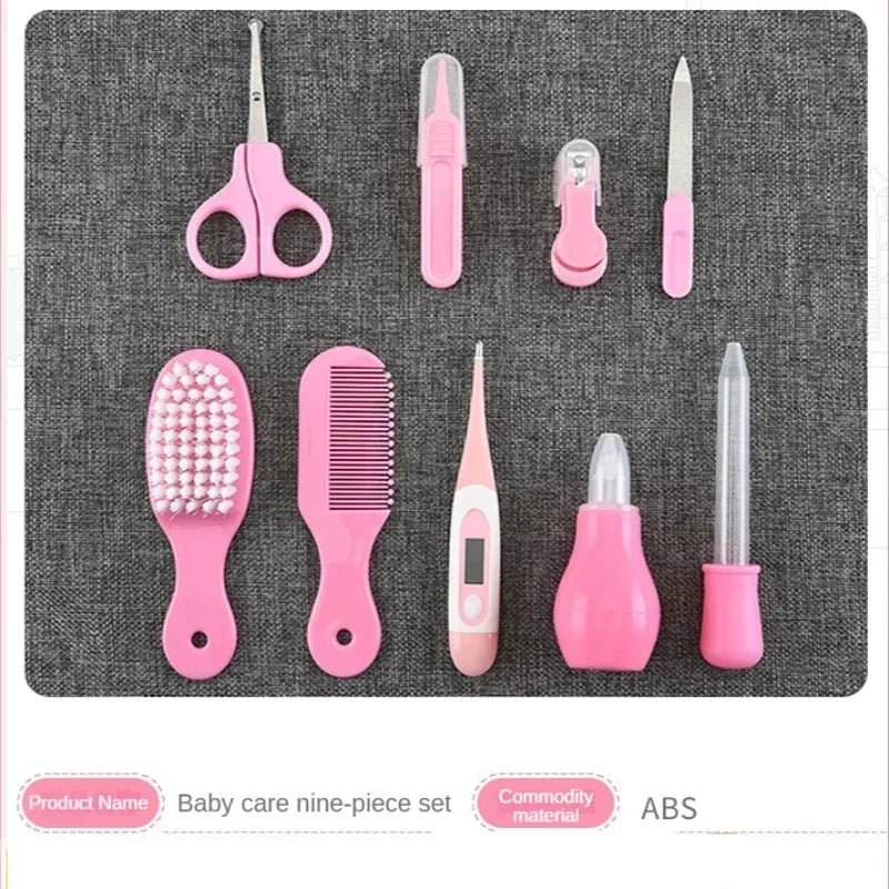 8/13pcs Baby Care EVA Bag Eight-piece Set Baby Nasal Aspirator Nail Scissors Cartoon Set Daily Cleaning Supplies Care Bag