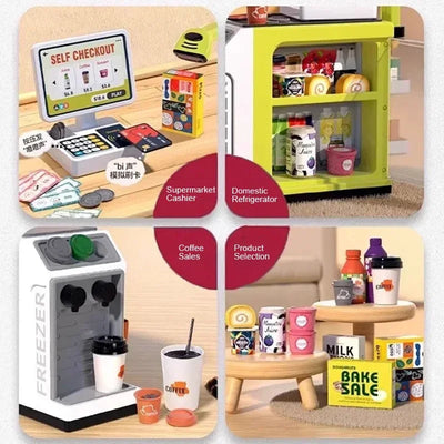 Children's Simulation Home Supermarket, Shopping Cash Register Toy, Puzzle Selling Store, 3 4 5 6 7 8 Years Old Girls Gift