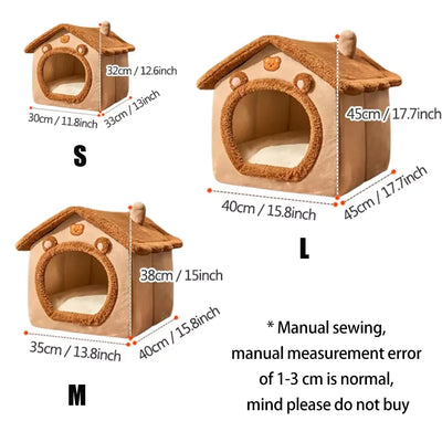 All Seasons Warm Washable Cat Dog Cushion, House Indoor Soft Removable Cushion Pet Bed Kennel for Small Medium Pets Durable Pet Supplies