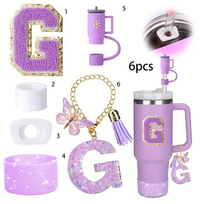 6PCS SILICONE ACCESSORY SET FOR STANLEY 40OZ TUMBLER WITH HANDLE – INCLUDES STRAW TOPPERS, BOOT COVER, AND SPILL-PROOF STOPPERS