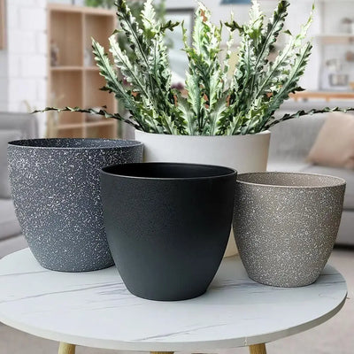 Fashion Plastic Bonsai Flowerpot Large-capacity Frosted Balcony Plant Pot Imitation Stone Plant Growth Cultivation Pot for Home