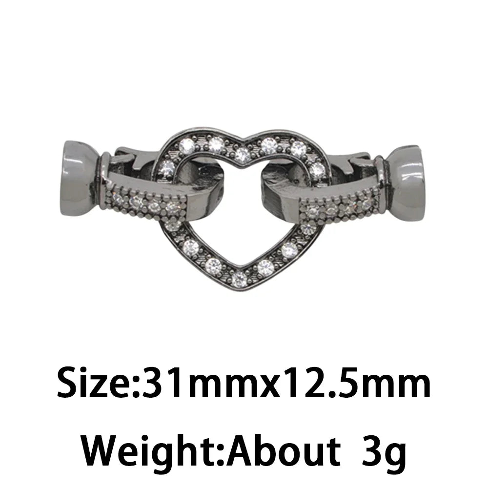 1 Pcs Paved Zircon Connector for Jewelry Making Diy Necklace Bracelet Chain Accessories Gold/Silver Color Round Heart Shape Part