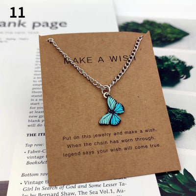 Fashion Butterfly Pendant Necklaces for Women Sweet Simple Multicolor Insect Clavicle Chain Necklace Party Jewelry Accessories