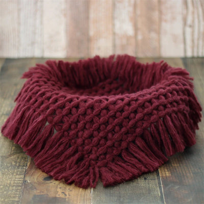 Newborn Baby Photography Blanket Basket Filler Mohair Knitted Mat 50cm Square Rug Photo Props Cushion Tassels Decoration Blanket