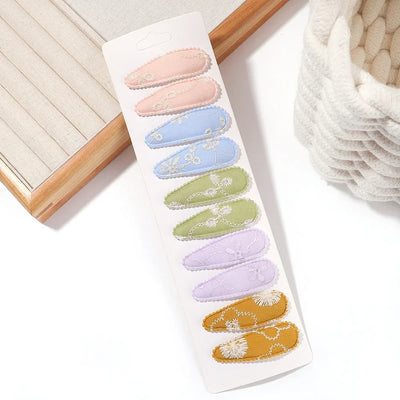 10Pcs/Lot Fresh Print Cotton Alloy Hair Clips for Kids Fabric Plaid BB Hairpins Girl Hairgripe Headwear Baby Hair Accessories