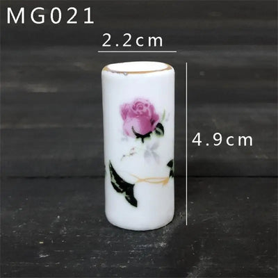 Mini Rose Ceramic Vase Handicraft Collection Miniature Model Resin Simulation Vase Desktop Mini Decor Creative Pocket Artwork