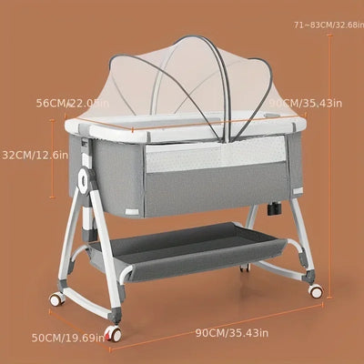 Baby Crib, Portable Splicing, Cradle Bed, Foldable Height Adjustable Splicing, and Movable Bedside Swing, Cradle Bed