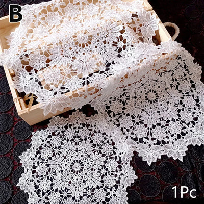 1PC White Round Lace Embroidery Placemat Table Cloth Coffee Coasters Napkin Kitchen Table Lace Crochet Tea Coffee Pads Mats