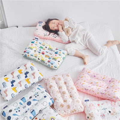 CARTOON COTTON BABY PILLOW WITH MEMORY FOAM SUPPORT – RECTANGULAR DOUDOU VELVET SLEEPING CUSHION FOR NEWBORN AND TODDLERS