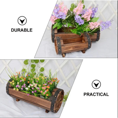 Wooden Flower Pot Outdoor Garden Decor Succulent Plant Potted Planter Succulents Pots Office Decor Flower Pot Planter