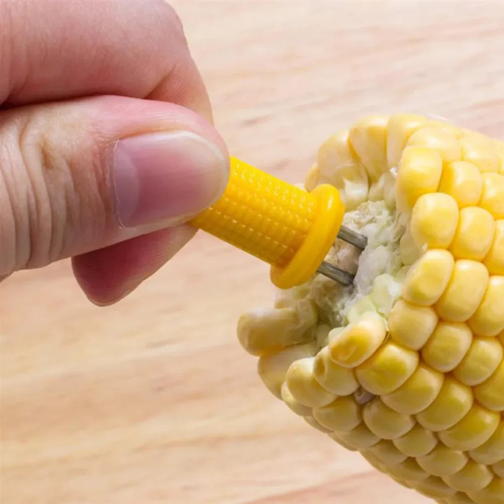 10Pcs Corn Fork BBQ Stainless Steel Corn Holders Handheld Anti Scalding Corn Needle Corn On The Cob Double Fork Barbecue Tool