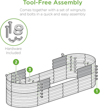 8x2x2ft Metal Raised Garden Bed, Oval Outdoor Deep Root Planter Box for Vegetables, Herbs w/ 4 Support Bars, 215 Gal Capacity