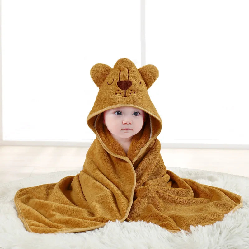 Newborn Baby Bath Towel Cartoon Baby Swaddle Kids Bathrobe Fleece Blanket Warm Sleeping Swaddle Wrap for New Born Boys Girls