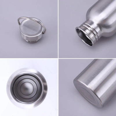 500/750/1000ml Stainless Steel Water Bottle Single Wall Large Capacity Big Mouth Vacuum Flasks with Lid Cycling Drinkware Sports