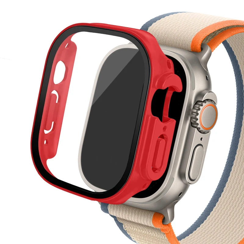 Glass+case For Apple Watch Ultra 2 case 49mm smartwatch PC Bumper+Screen Protector Tempered Cover iwatch series band Accessories
