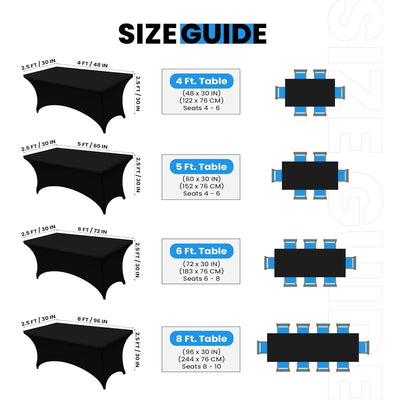 Spandex Rectangle Table Cloth Lycra, Washable and Wrinkle Resistant Table Cover Fitted for Event, Wedding Banquet Party