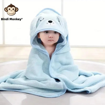 Newborn Baby Hooded Cloak Bath Towel Blanket Cartoon Solid Color Coral Velvet 0-4 Years