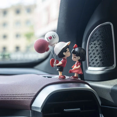 2PCS CUTE COUPLE CAR ORNAMENTS – KISSING BALLOON LOVERS DASHBOARD DECORATION & AUTO INTERIOR ACCESSORIES