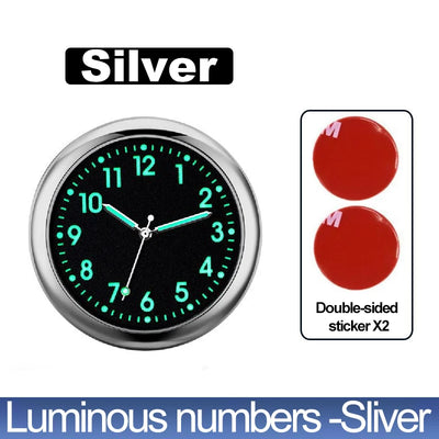 LUMINOUS MINI QUARTZ CAR CLOCK – STICK-ON DIGITAL WATCH ORNAMENT FOR AUTO INTERIOR