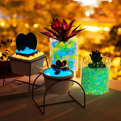 50Pcs Small Glow In The Dark Garden Pebbles For Garden Terrace Lawn Garden Fish Tank Aquarium Decoration Luminous Rocks Stones