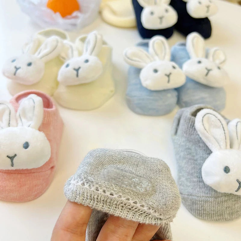 Cartoon Rabbit Baby Socks Cute Animal Doll Newborn Floor Sock Korean Solid Color Infant Toddler Boy Girls Ankle Socks