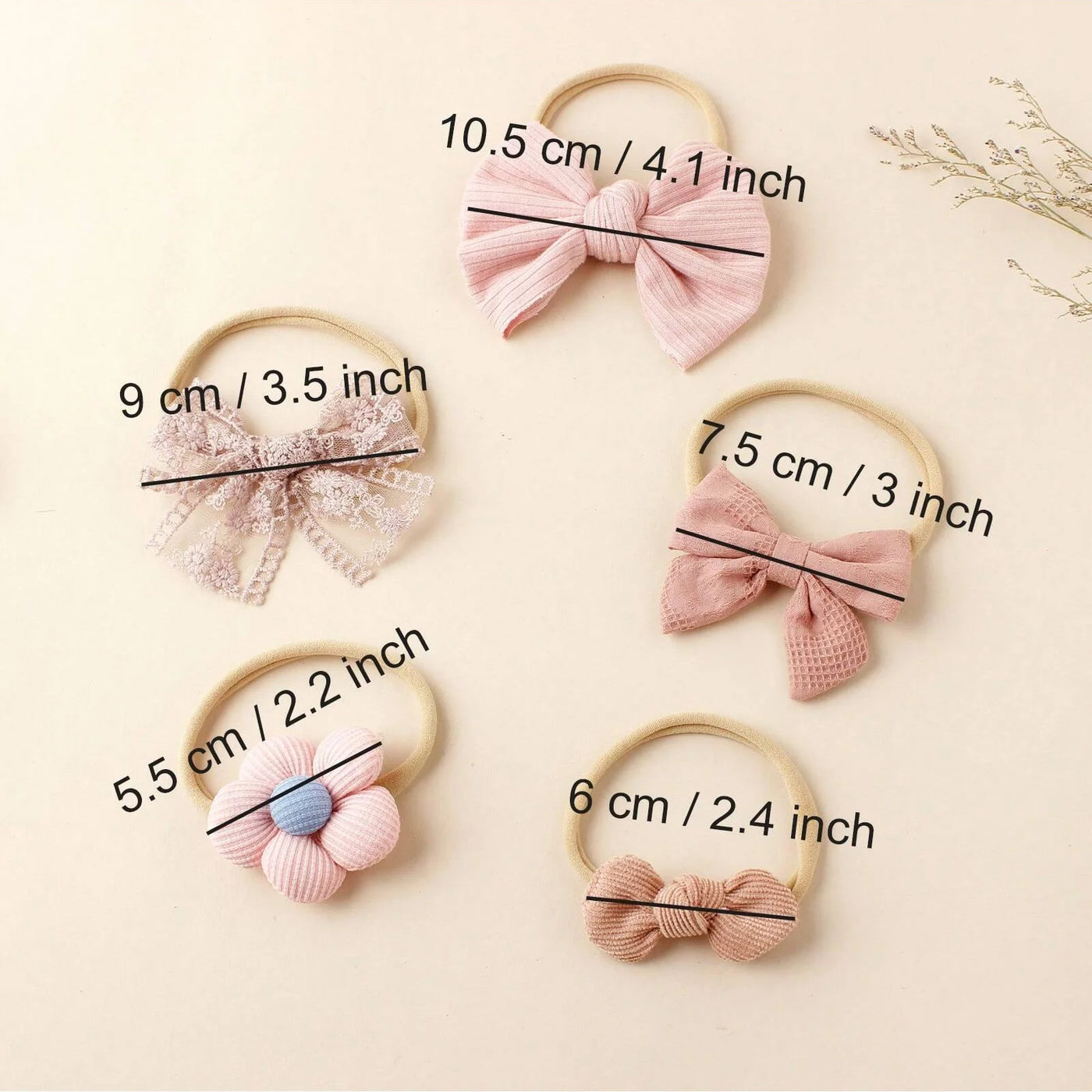 5PCS BABY FLOWER HEADBANDS SET – SWEET FLORAL DESIGN HIGH ELASTICITY INFANT GIRL HAIR ACCESSORIES