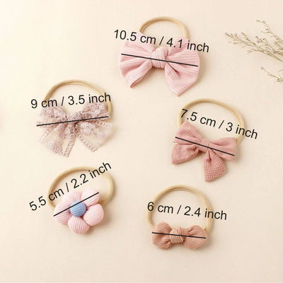 5PCS BABY FLOWER HEADBANDS SET – SWEET FLORAL DESIGN HIGH ELASTICITY INFANT GIRL HAIR ACCESSORIES