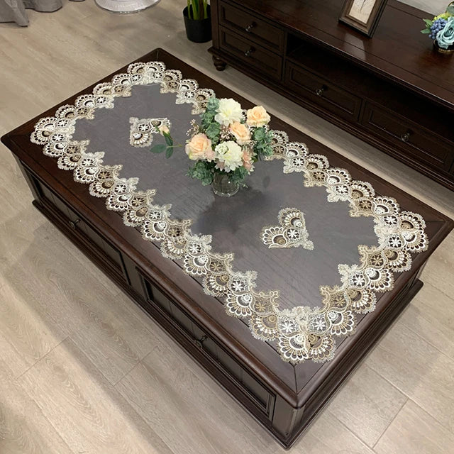 Tablecloth Rectangle Table Cloth European Embroidered Coffee Table Cover Table Western Tea flower Solid Color Fabric Lace Book