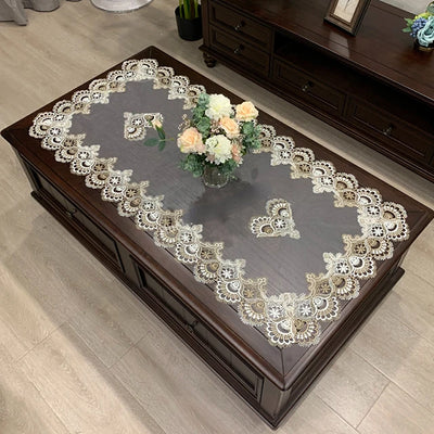 Tablecloth Rectangle Table Cloth European Embroidered Coffee Table Cover Table Western Tea flower Solid Color Fabric Lace Book